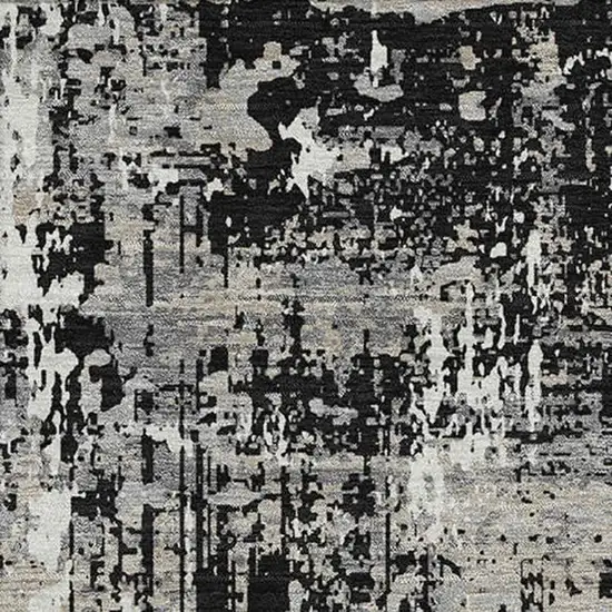 Black Ivory And Gray Abstract Washable Area Rug With UV Protection Photo 3