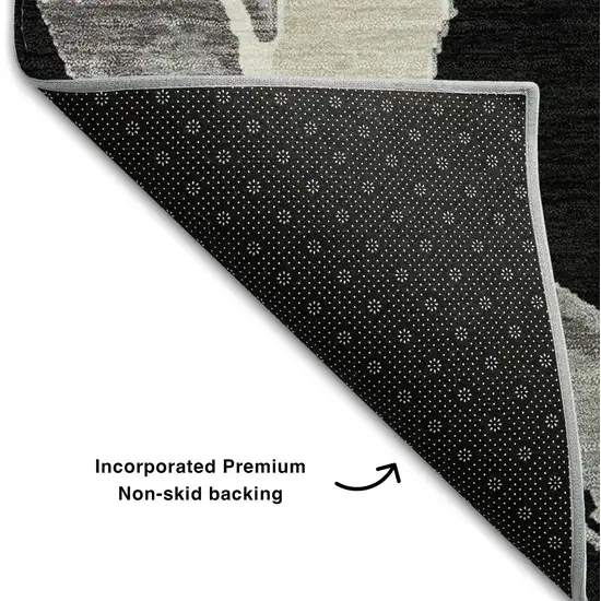 Black Ivory And Gray Abstract Washable Area Rug With UV Protection Photo 6