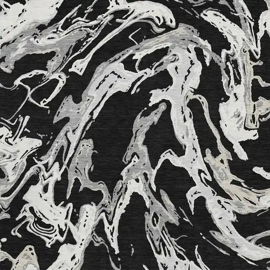 Black Ivory And Gray Abstract Washable Area Rug With UV Protection Photo 4