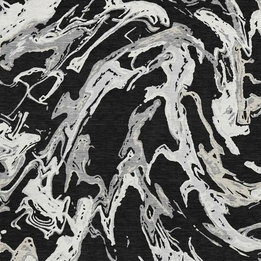 Black Ivory And Gray Abstract Washable Area Rug With UV Protection Photo 4
