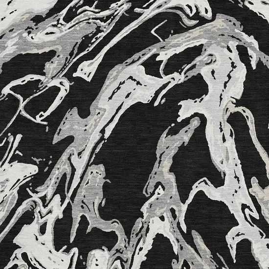 Black Ivory And Gray Abstract Washable Area Rug With UV Protection Photo 3