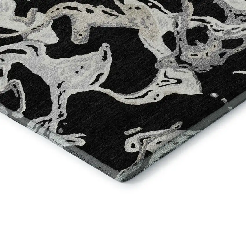 Black Ivory And Gray Abstract Washable Area Rug With UV Protection Photo 8