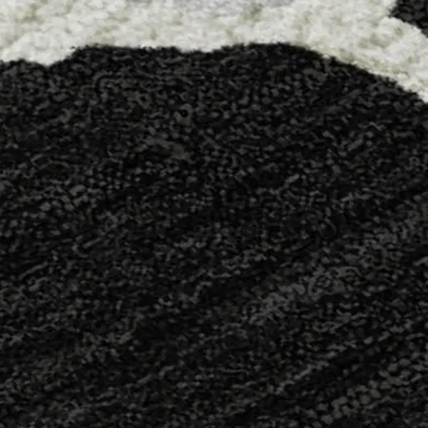 Black Ivory And Gray Abstract Washable Area Rug With UV Protection Photo 2