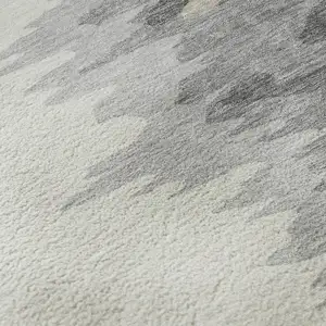 Photo of Black Ivory And Gray Abstract Washable Area Rug With UV Protection