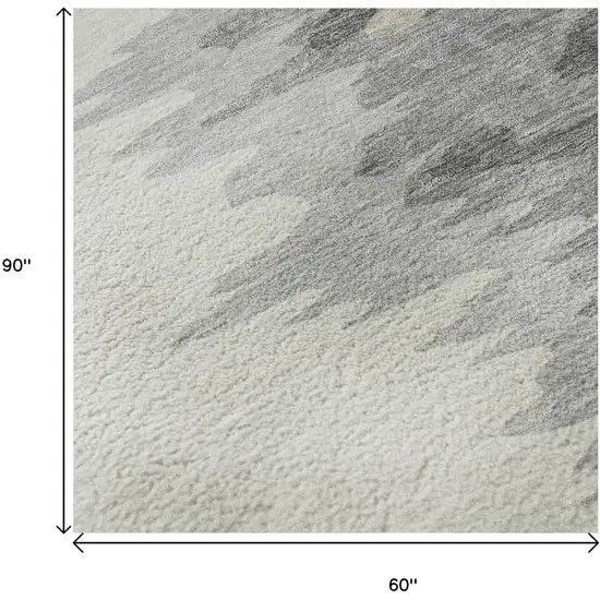 Black Ivory And Gray Abstract Washable Area Rug With UV Protection Photo 9