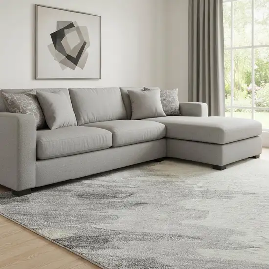 Black Ivory And Gray Abstract Washable Area Rug With UV Protection Photo 2