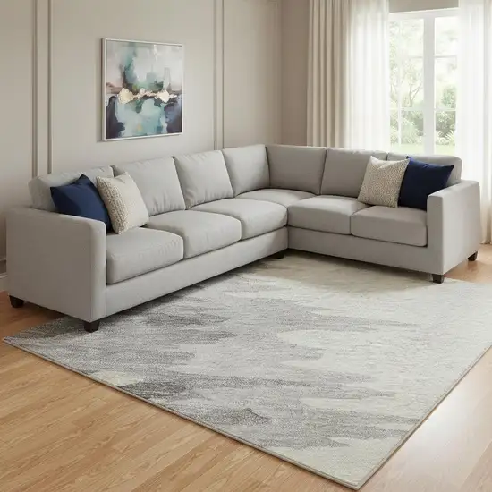 Black Ivory And Gray Abstract Washable Area Rug With UV Protection Photo 2