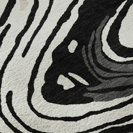 Black Ivory And Gray Abstract Washable Area Rug With UV Protection Photo 1