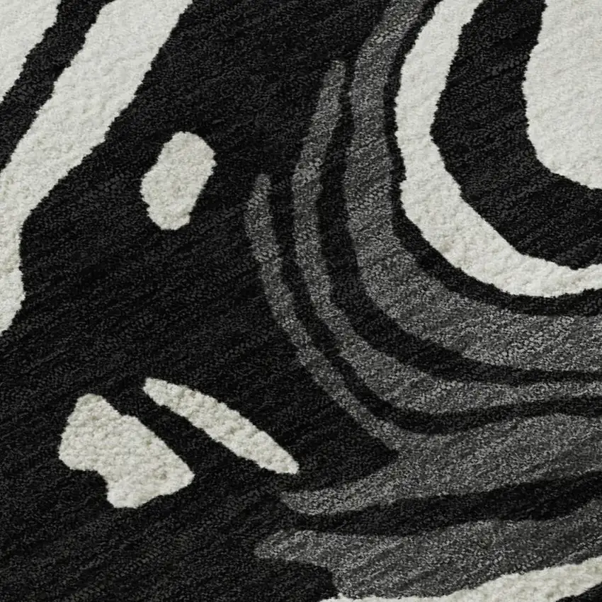 Black Ivory And Gray Abstract Washable Area Rug With UV Protection Photo 2