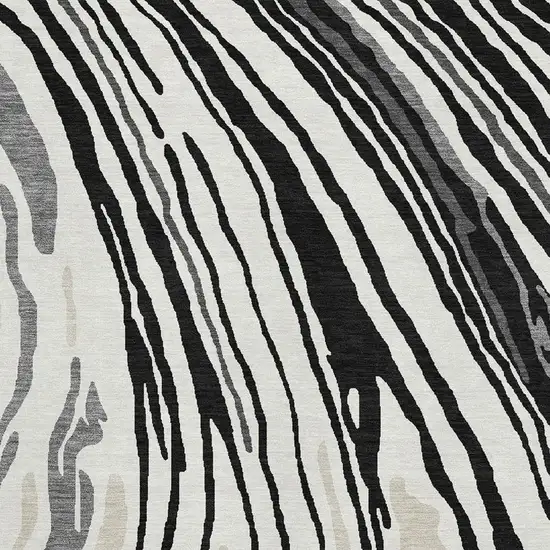 Black Ivory And Gray Abstract Washable Area Rug With UV Protection Photo 2
