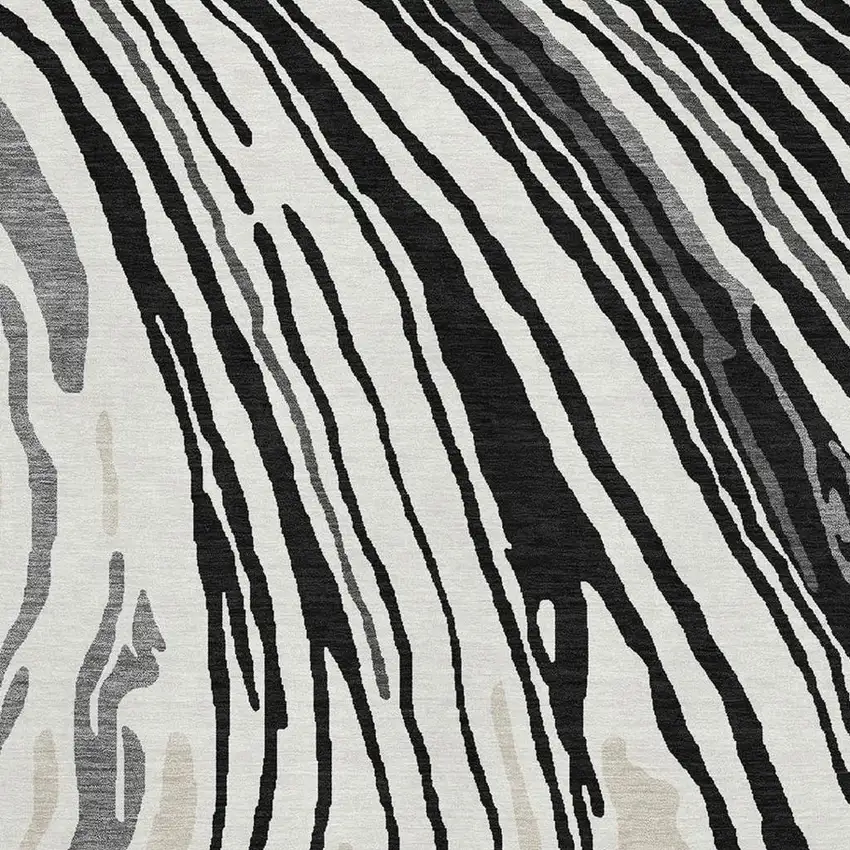 Black Ivory And Gray Abstract Washable Area Rug With UV Protection Photo 2