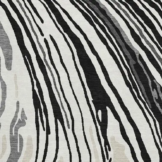 Black Ivory And Gray Abstract Washable Area Rug With UV Protection Photo 9