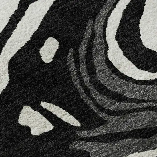 Black Ivory And Gray Abstract Washable Area Rug With UV Protection Photo 2