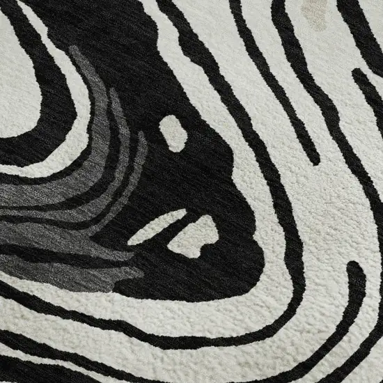 Black Ivory And Gray Abstract Washable Area Rug With UV Protection Photo 3