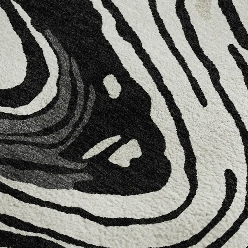 Black Ivory And Gray Abstract Washable Area Rug With UV Protection Photo 3