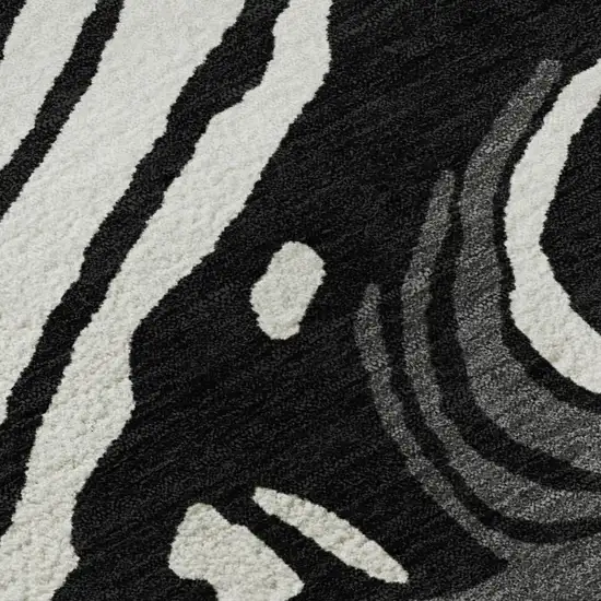 Black Ivory And Gray Abstract Washable Area Rug With UV Protection Photo 2