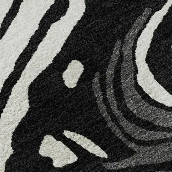 Black Ivory And Gray Abstract Washable Area Rug With UV Protection Photo 2
