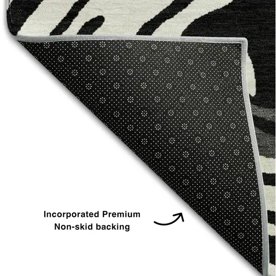 Black Ivory And Gray Abstract Washable Area Rug With UV Protection Photo 7
