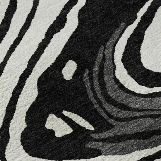 Black Ivory And Gray Abstract Washable Area Rug With UV Protection Photo 3