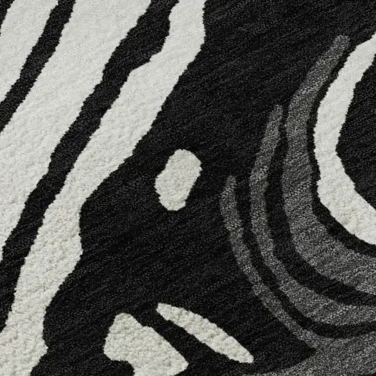 Black Ivory And Gray Abstract Washable Area Rug With UV Protection Photo 2