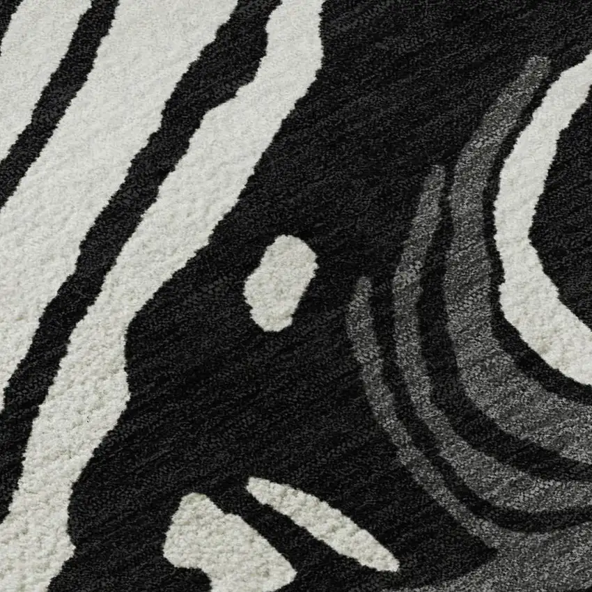 Black Ivory And Gray Abstract Washable Area Rug With UV Protection Photo 2
