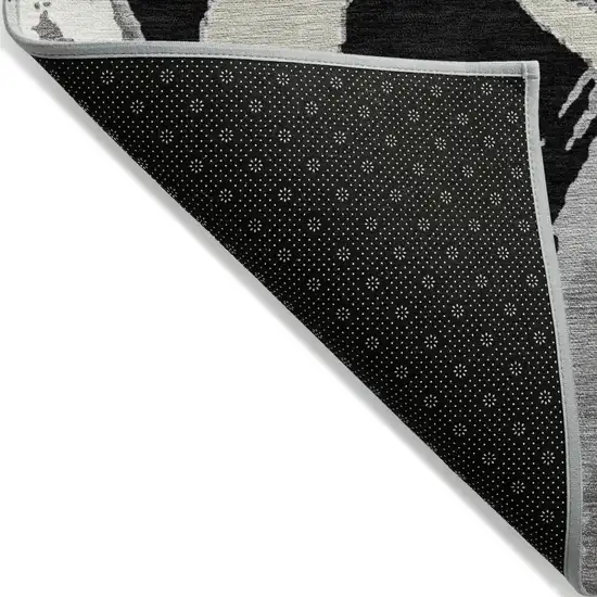 Black Ivory And Gray Abstract Washable Indoor Outdoor Area Rug Photo 5