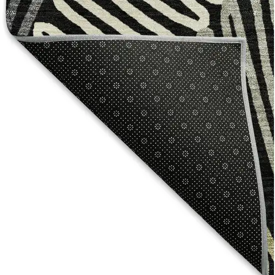 Black Ivory And Gray Floral Washable Area Rug With UV Protection Photo 7