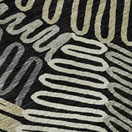 Black Ivory And Gray Floral Washable Area Rug With UV Protection Photo 9