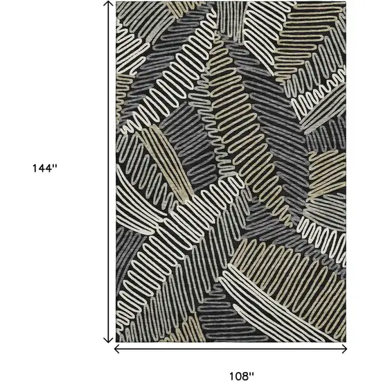 Black Ivory And Gray Floral Washable Area Rug With UV Protection Photo 3