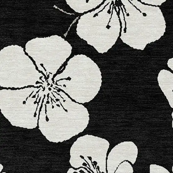 Black Ivory And Gray Floral Washable Indoor Outdoor Area Rug Photo 5