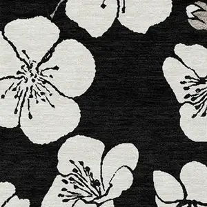 Photo of Black Ivory And Gray Floral Washable Indoor Outdoor Area Rug