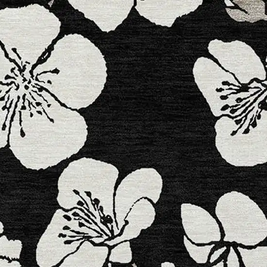 Black Ivory And Gray Floral Washable Indoor Outdoor Area Rug Photo 5