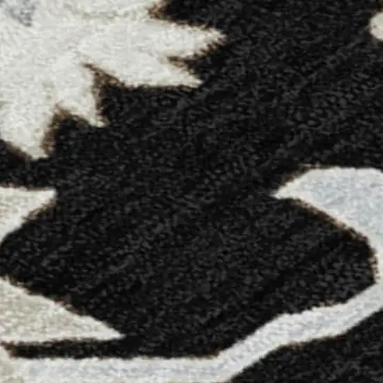 Black Ivory And Gray Floral Washable Indoor Outdoor Area Rug Photo 3