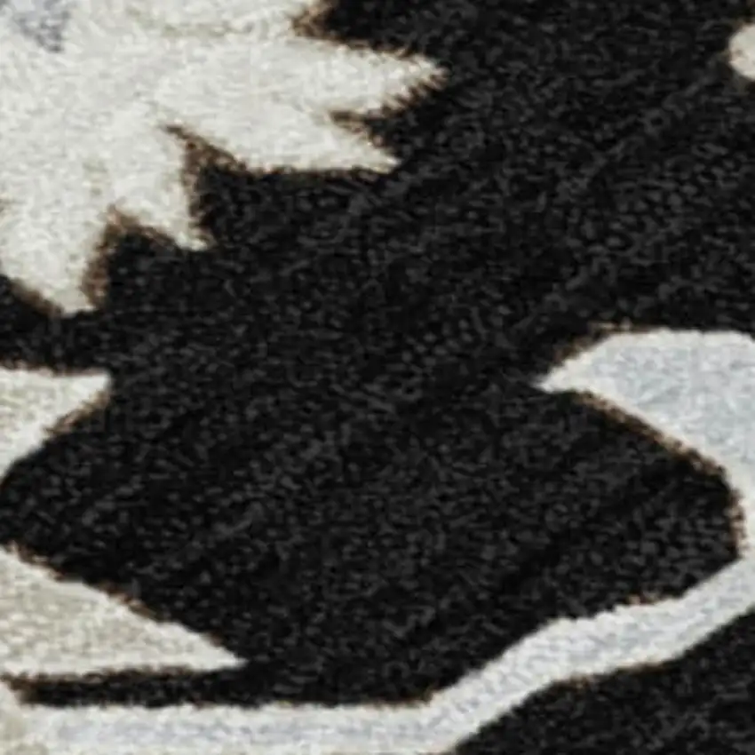 Black Ivory And Gray Floral Washable Indoor Outdoor Area Rug Photo 3