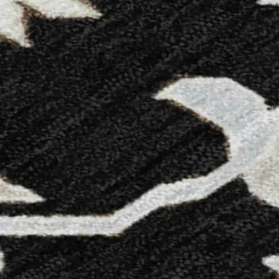 Black Ivory And Gray Floral Washable Indoor Outdoor Area Rug Photo 3