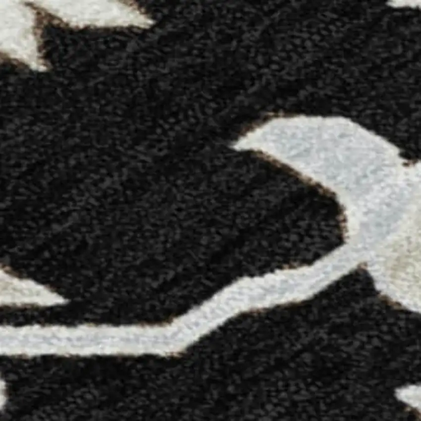 Black Ivory And Gray Floral Washable Indoor Outdoor Area Rug Photo 3