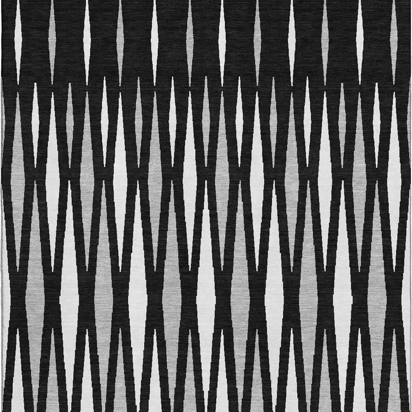 Black Ivory And Gray Geometric Washable Area Rug With UV Protection Photo 4