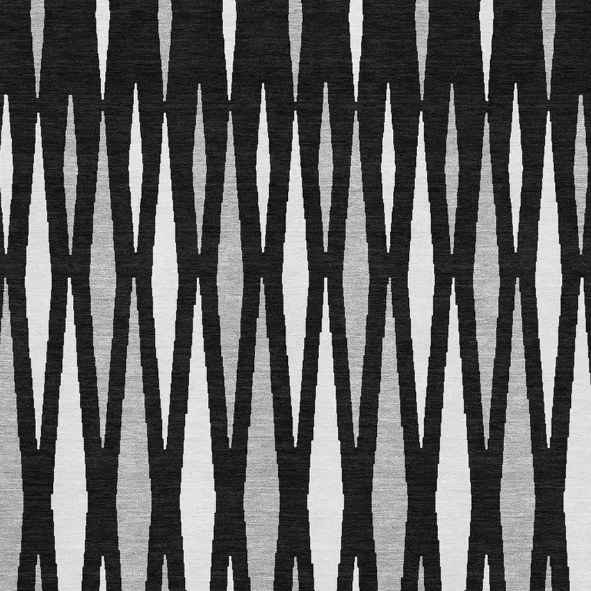 Black Ivory And Gray Geometric Washable Area Rug With UV Protection Photo 3