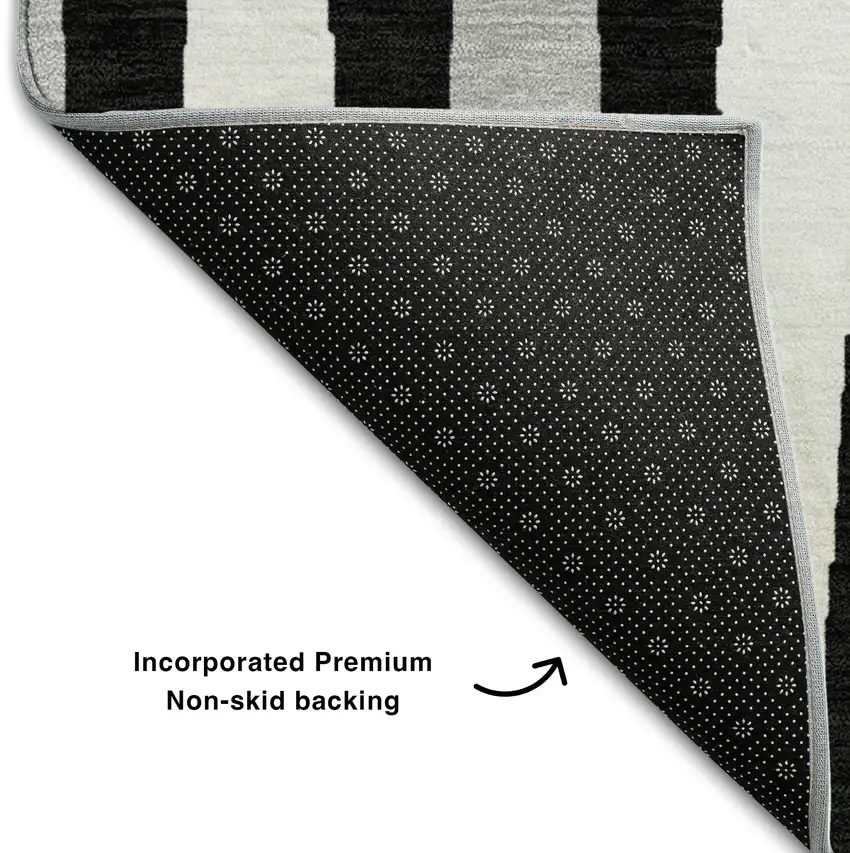 Black Ivory And Gray Geometric Washable Area Rug With UV Protection Photo 7