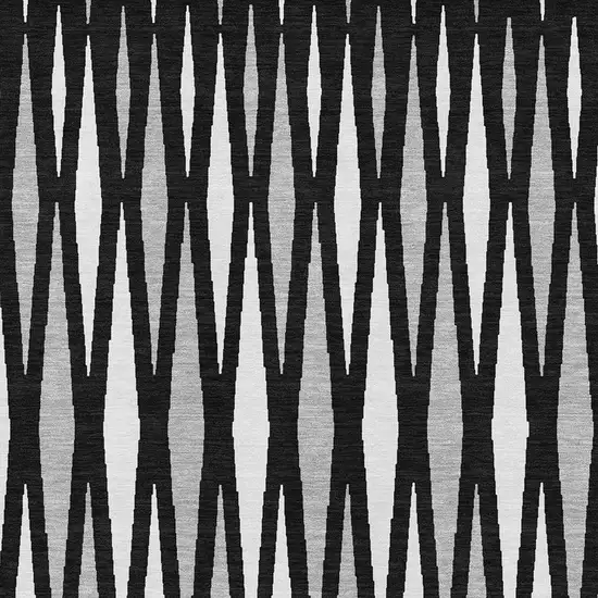 Black Ivory And Gray Geometric Washable Area Rug With UV Protection Photo 3