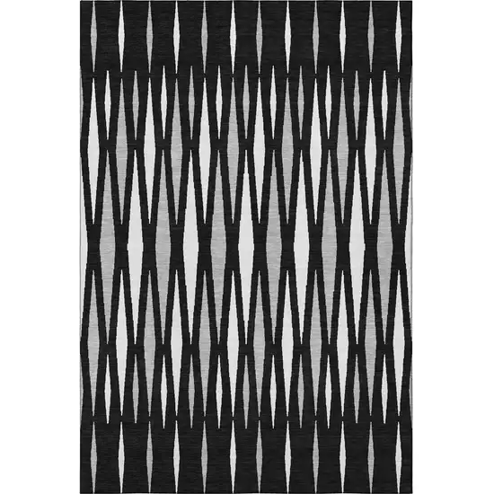 Black Ivory And Gray Geometric Washable Area Rug With UV Protection Photo 4