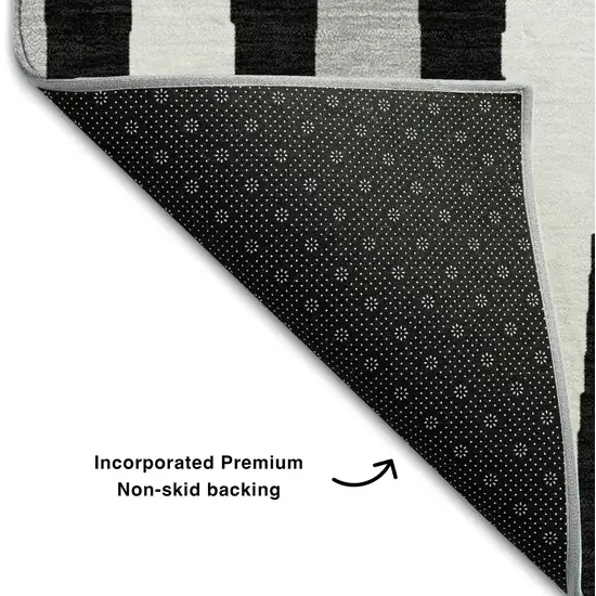 Black Ivory And Gray Geometric Washable Area Rug With UV Protection Photo 7