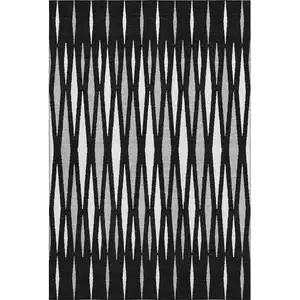 Photo of Black Ivory And Gray Geometric Washable Area Rug With UV Protection
