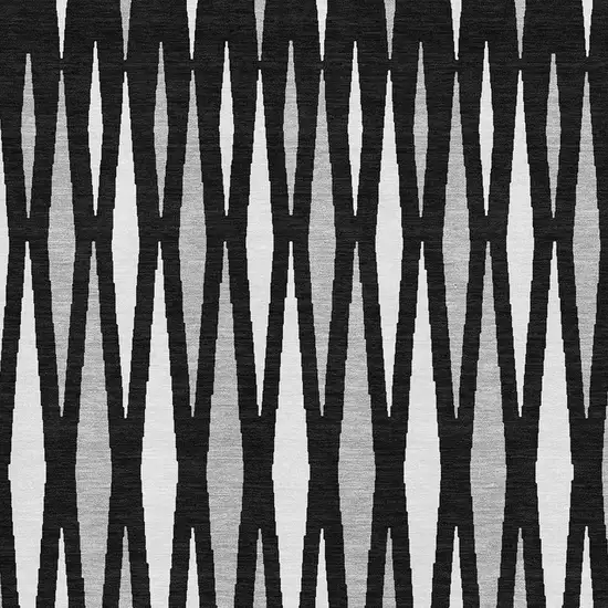 Black Ivory And Gray Geometric Washable Area Rug With UV Protection Photo 3