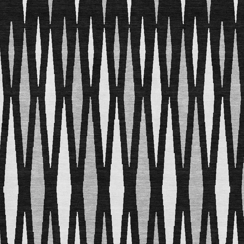 Black Ivory And Gray Geometric Washable Area Rug With UV Protection Photo 3