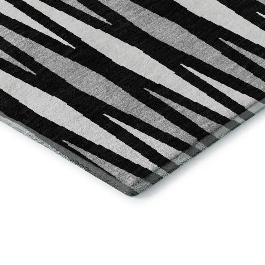 Black Ivory And Gray Geometric Washable Area Rug With UV Protection Photo 8