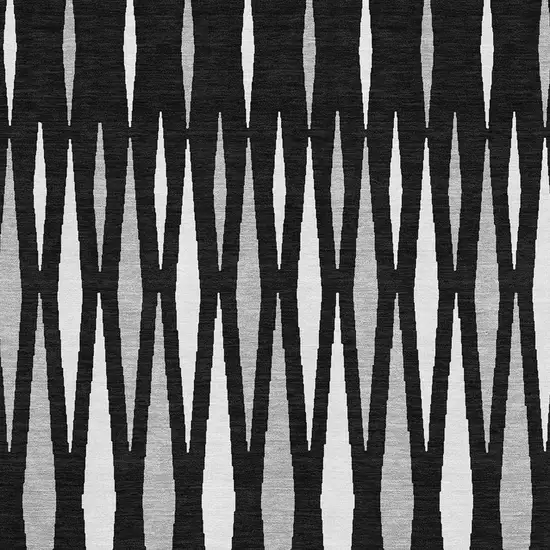 Black Ivory And Gray Geometric Washable Area Rug With UV Protection Photo 3