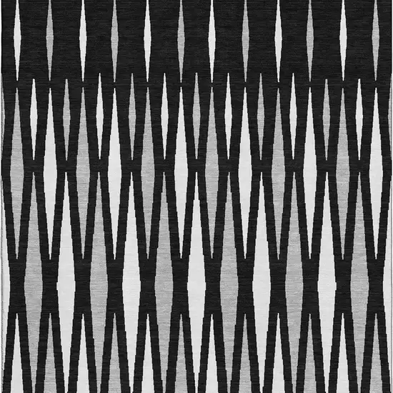 Black Ivory And Gray Geometric Washable Area Rug With UV Protection Photo 4