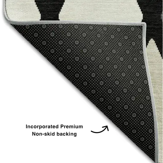 Black Ivory And Gray Geometric Washable Area Rug With UV Protection Photo 7