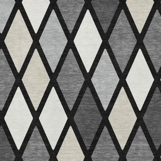 Black Ivory And Gray Geometric Washable Area Rug With UV Protection Photo 3